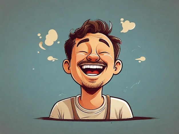 eine Zeichnung eines Mannes mit einem glücklichen Gesichtsausdruck
