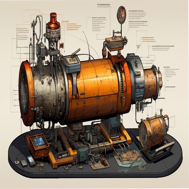 eine Zeichnung eines mechanischen Geräts mit dem Wort "quot" darauf