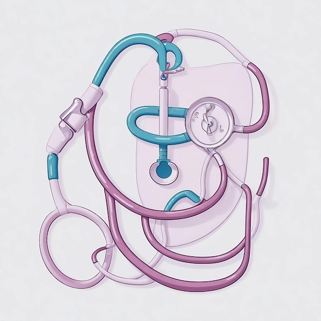 Eine Zeichnung eines medizinischen Stethoskops mit blauem Griff zur Feier des Weltgesundheitstages