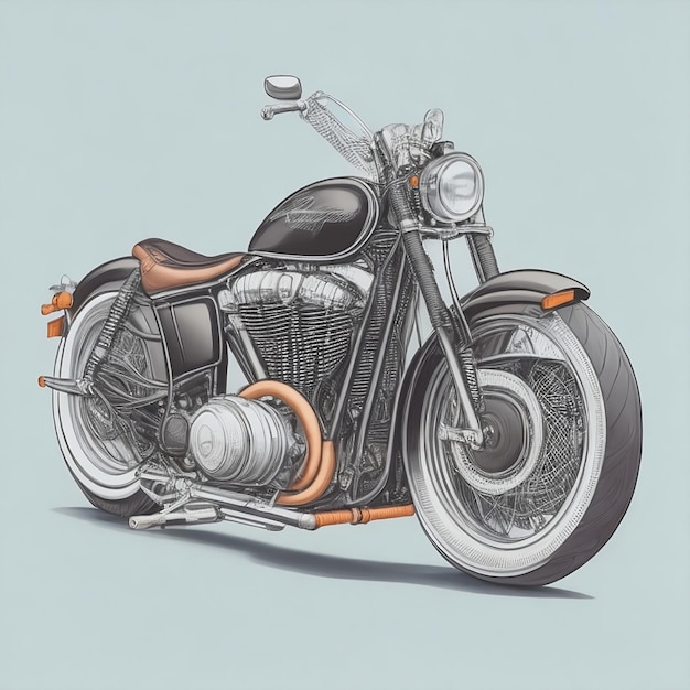 Eine Zeichnung eines Motorrads mit dem Motor des Motorrads