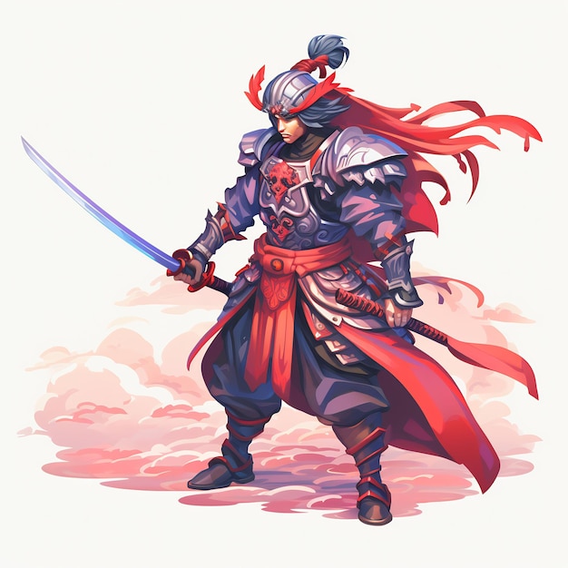 eine Zeichnung eines Ritters mit einem Schwert und einem roten Drachen
