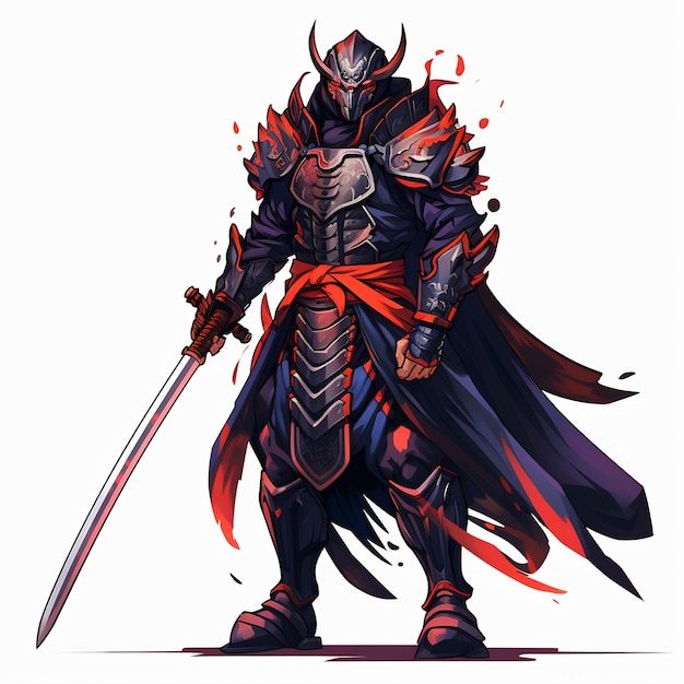 eine Zeichnung eines Ritters mit Schwert und Schild