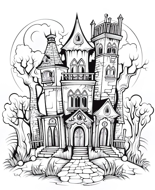 eine Zeichnung eines Schlosses mit einem Schloss an der Spitze