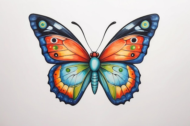 Eine Zeichnung eines Schmetterlings mit dem Wort Schmetterling darauf