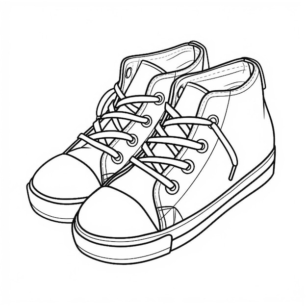 Eine Zeichnung eines Sneakers mit Schnürsenkeln generativ ai