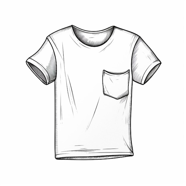 Foto eine zeichnung eines t-shirts mit einer tasche auf der vorderseite