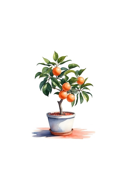eine Zeichnung eines Topfes mit Orangen darauf