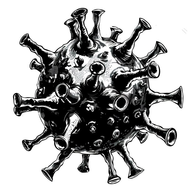 Foto eine zeichnung eines virus mit den wörtern bakterien darauf