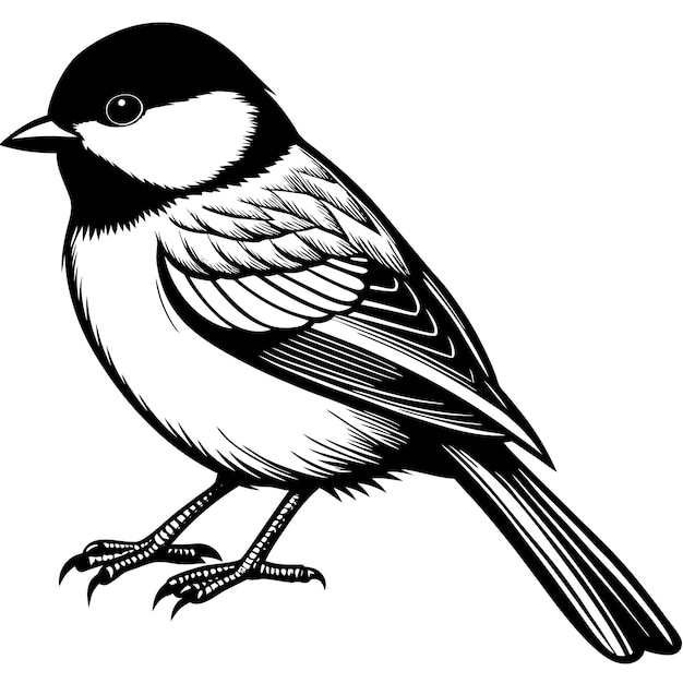 eine Zeichnung eines Vogels mit einem schwarz-weißen Gesicht