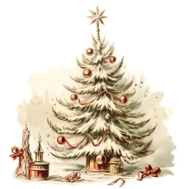 eine Zeichnung eines Weihnachtsbaums mit einem Stern darauf