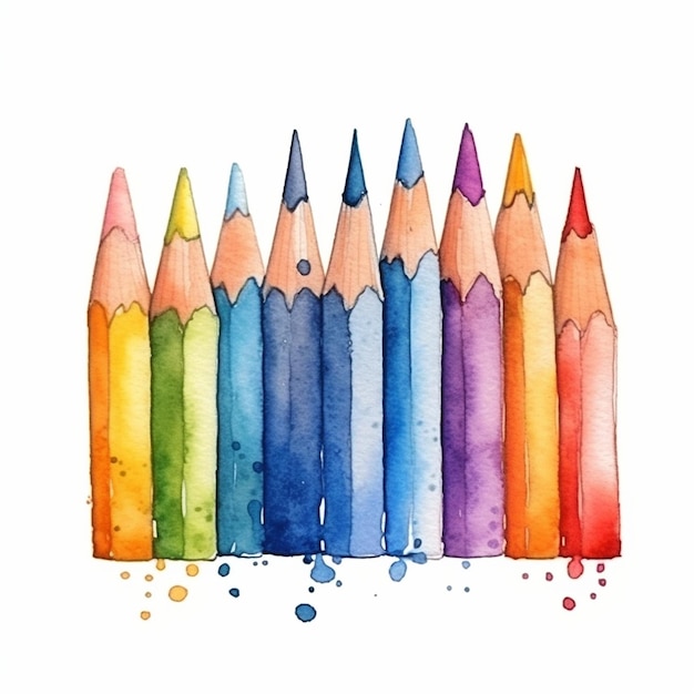 eine Zeichnung mit bunten Bleistiften mit farbigen Bleistiften darin.