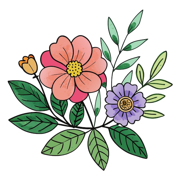 eine Zeichnung von Blumen mit einem Schmetterling auf der Unterseite