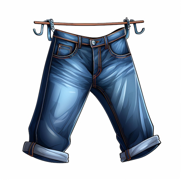 eine Zeichnung von einem Paar blauen Jeans mit einem Gürtel, auf dem zitiert t zitiert steht