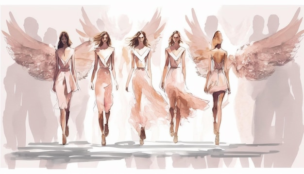 Eine Zeichnung von Engeln mit Flügeln