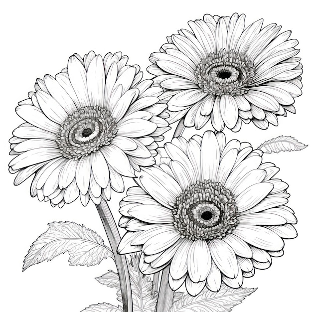 eine Zeichnung von Gänseblümchen mit den Worten " Blumen " darauf.