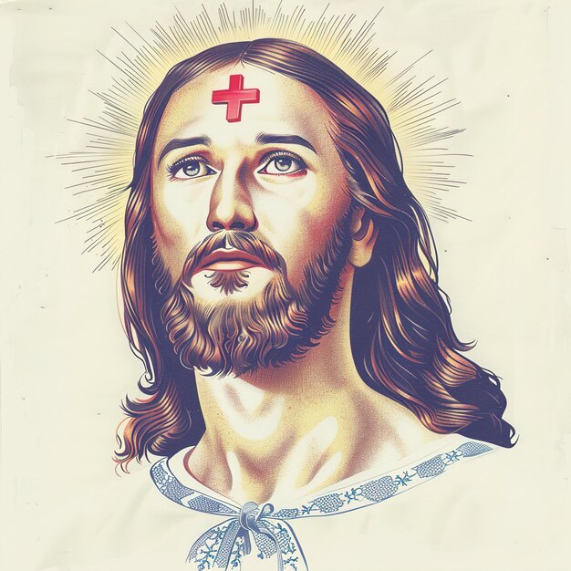 eine Zeichnung von Jesus mit einem Kreuz darauf