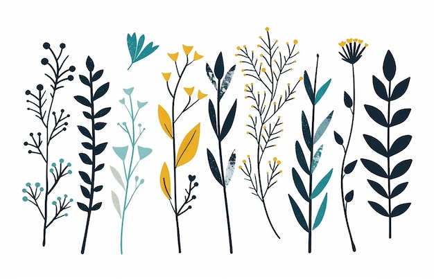 eine Zeichnung von Pflanzen mit verschiedenen Farben und das Wort wild