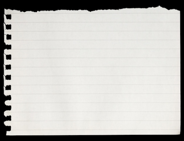 Eine zerrissene Seite aus Linienpapier eignet sich hervorragend für Notizen, Erinnerungen und kreatives Schreiben