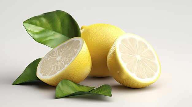 Eine Zitrone mit einem Blatt darauf