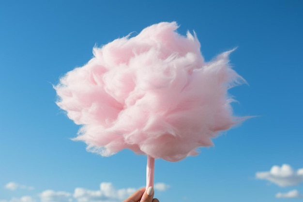 eine Zuckerwatte in einer rosa Zuckerwattestange