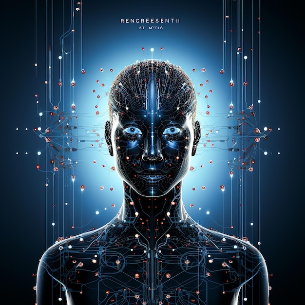 Eine Zukunft voller Möglichkeiten, die der futuristische Cyborg-Mensch mit digitaler Technologie und künstlicher Intelligenz verändert hat