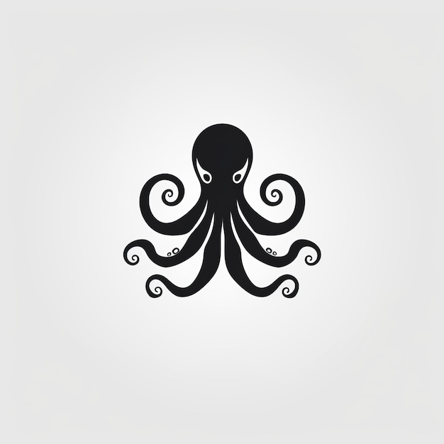 Foto einfache abstrakte oktopus-illustration minimalistisches schwarz-weißes tattoo-design