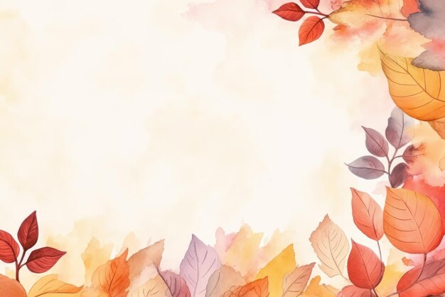 Einfache ästhetische Herbst-inspirierte Herbst-Wasserfarben-Hintergrund mit Blättern und Naturelementen