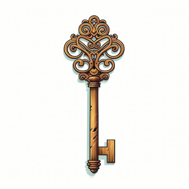 Einfache antike Schlüssel minimalistische Zeichnung KI generiert