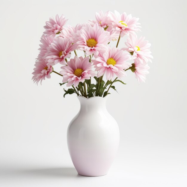 Einfache Aster-Vase auf weißem Hintergrund