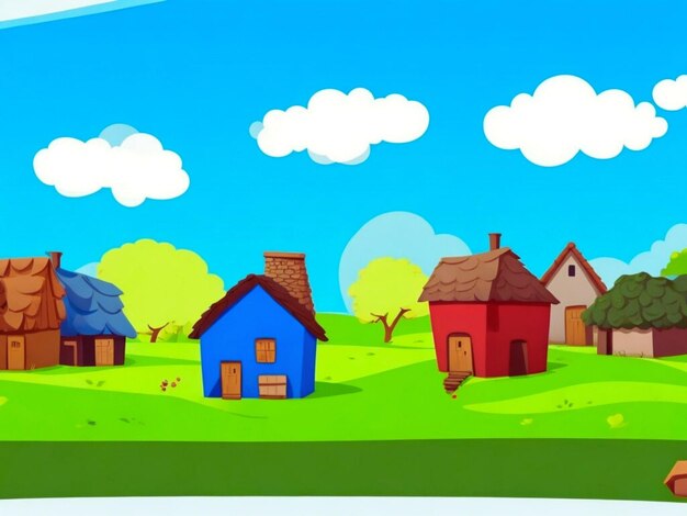 Einfache Dorfhäuser als Hintergrund für Kindergeschichten