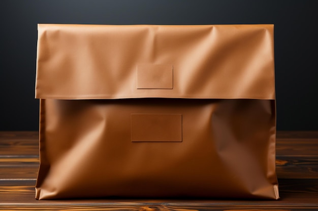 Einfache Eleganz Isolierte braune Taschenverpackungsvorlage mit Front- und Rücksicht