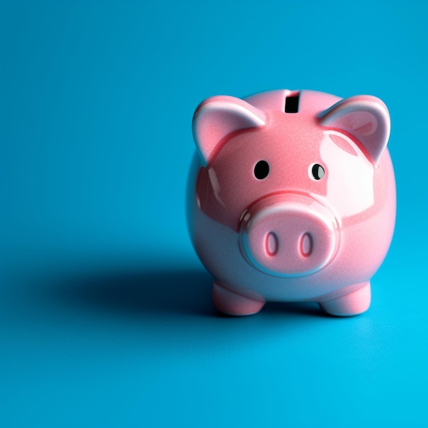 Einfache Finanzierung Pink Sparsamkeit auf einem lebendigen blauen Hintergrund für Social Media Post Size.