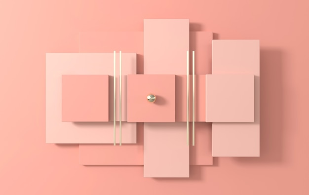 Einfache geometrische Formen, flache Lay-Szene 3d rendern abstrakten Geschäftshintergrund