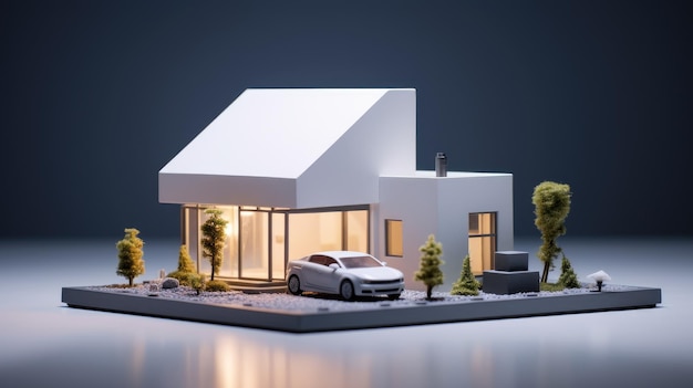 Einfache moderne minimalistische Miniatur im Haus mit leerem Hintergrund