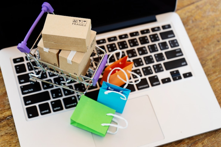 Foto einfache online-shopping-konzept