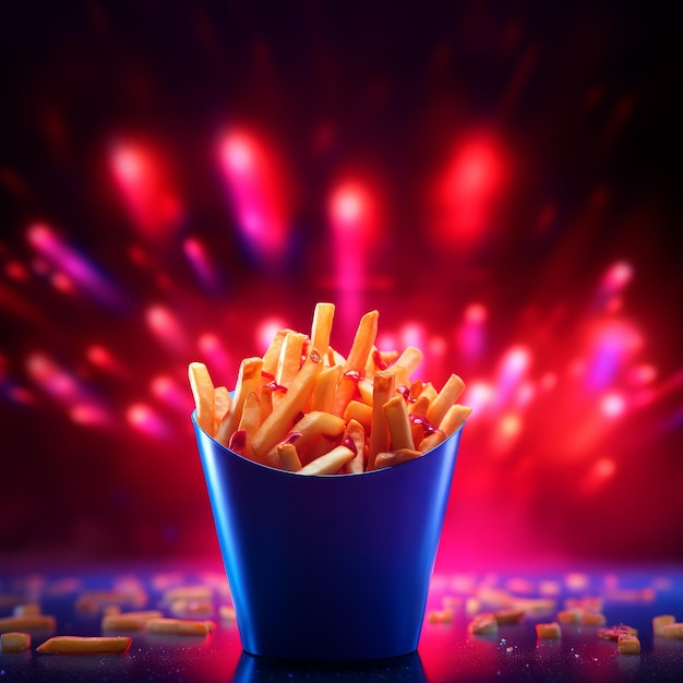 Einfache Pommes Frites in einem Eimer Produktfotografie von Pommes Frites