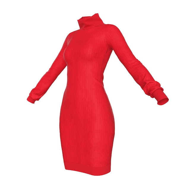 Einfache rote Komfort-Frauen-Strickwaren-Pullover auf einem weißen Hintergrund. 3D-Rendering