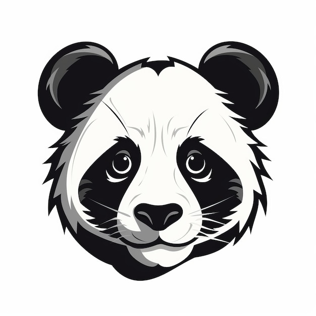 Einfache Schwarz-Weiß-Panda-Vektorillustration