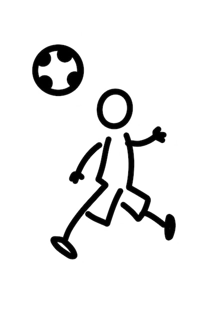 Foto einfache schwarz-weiße illustration beim fußballspielen