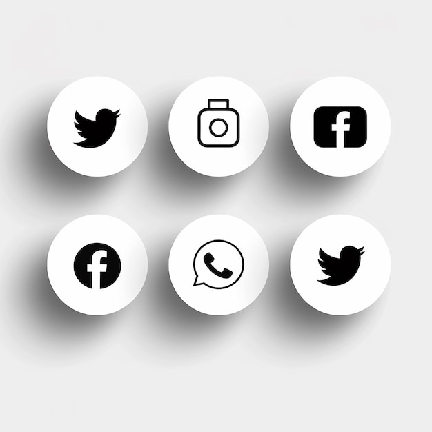 einfache schwarz-weiße Social-Media-Symbole