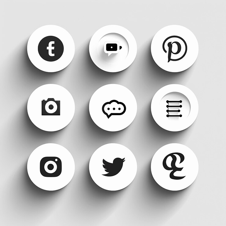 Foto einfache schwarz-weiße social-media-symbole
