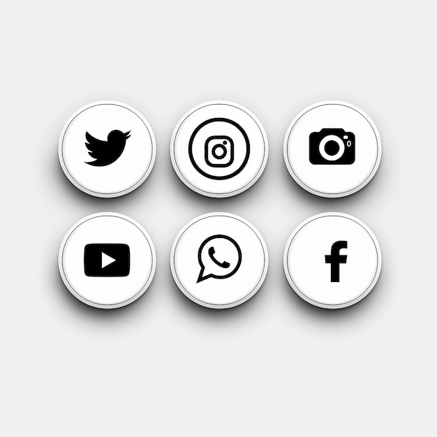 einfache schwarz-weiße Social-Media-Symbole