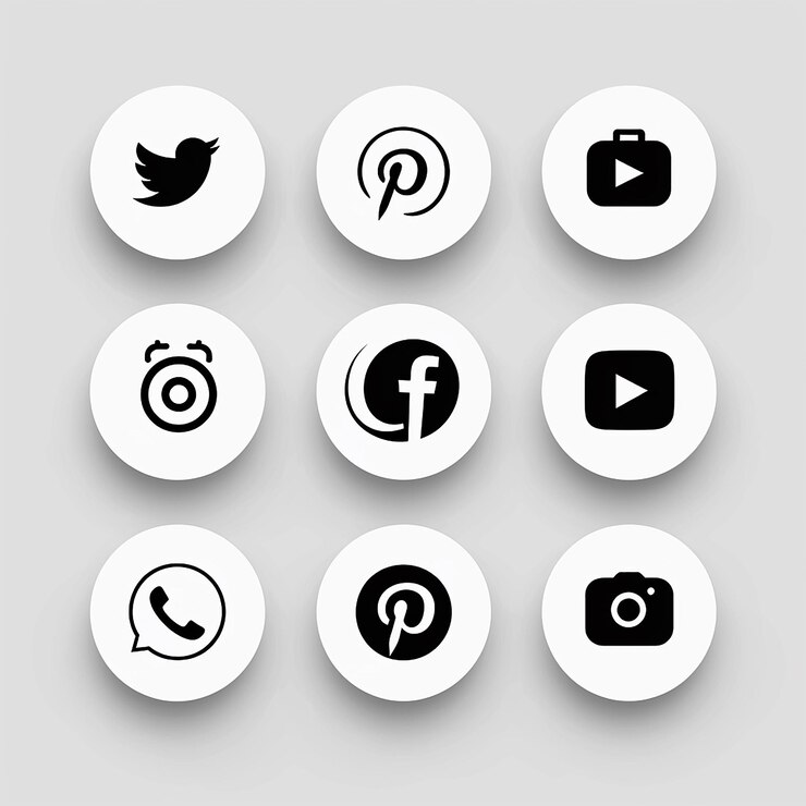 Foto einfache schwarz-weiße social-media-symbole