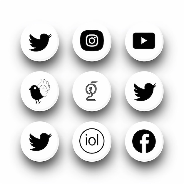 einfache schwarz-weiße Social-Media-Symbole