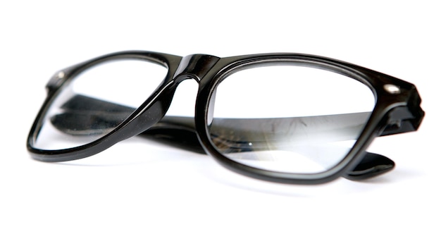Einfache schwarze Brille von Nerd auf weißem Hintergrund