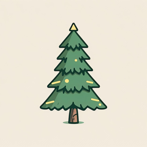 Einfache Vektorzeichnung eines geschmückten Weihnachtsbaums, minimalistisches Symbol, symmetrisches Aufkleberdesign, AI generiert