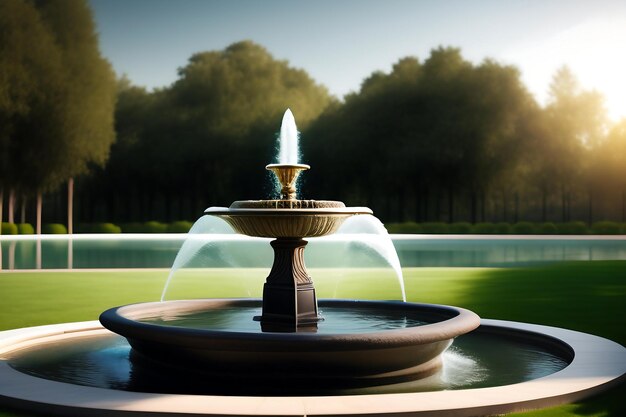 Einfacher eleganter Brunnen in der Mitte