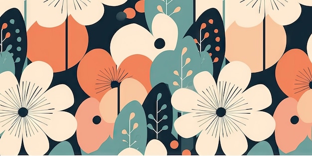 Einfacher floraler Hintergrund, Blumenillustration, Desktop-Bild, generative KI