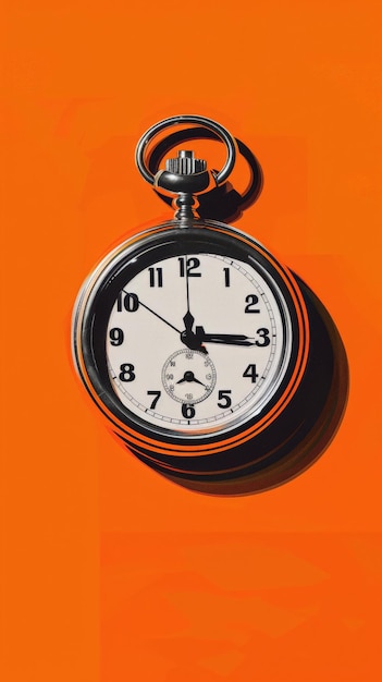 Foto einfaches, aber kraftvolles bild einer taschenuhr zeit, um mit dem rauchen aufzuhören konzept auf orange