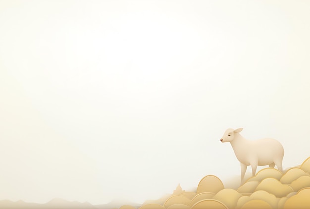 Einfaches Banner-Design Eid al-Adha mit Ziegen-Hintergrund